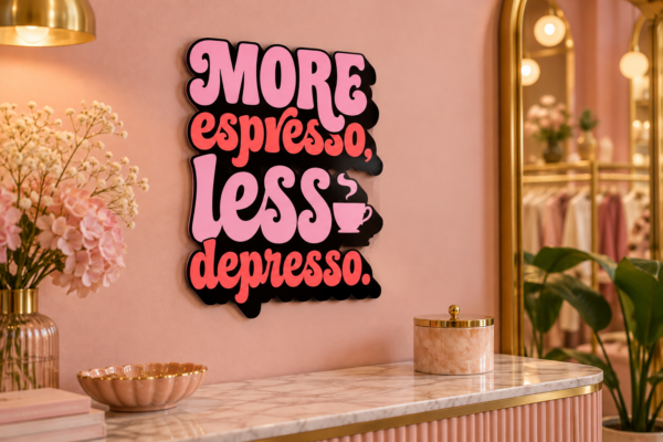 moreespresso Konturschild in Boutique: blush pink boutique checkout, brass details, 240 × 300 mm, acryl