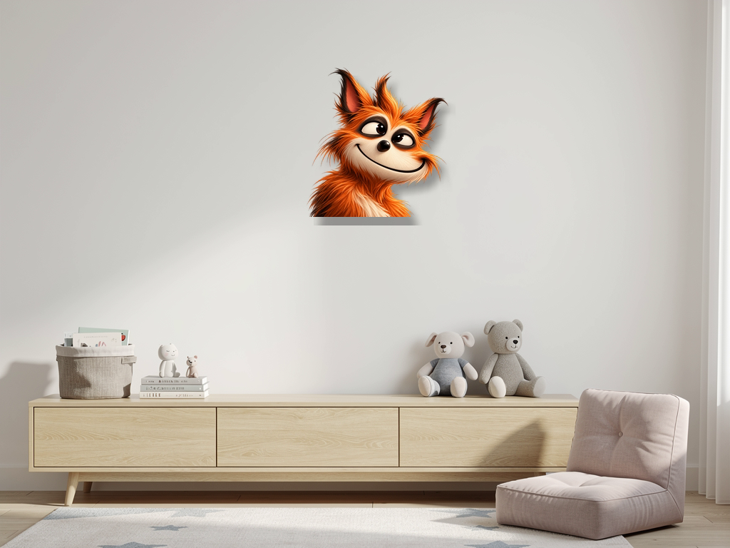 Frecher Fuchs Konturshape 400 × 411 mm im Kinderzimmer