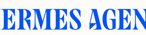 Blauer Schriftzug HERMES AGENT als Wandbild