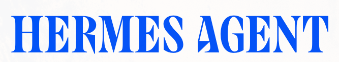 Blauer Schriftzug HERMES AGENT als Wandbild
