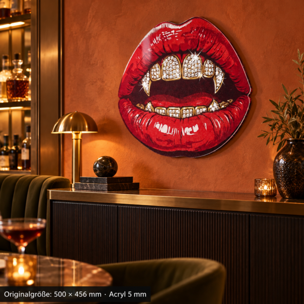 Iced-out-grillz 500 × 456 mm · Acryl · Bar · links-35-mittel – konturgeschnittenes Wandmotiv