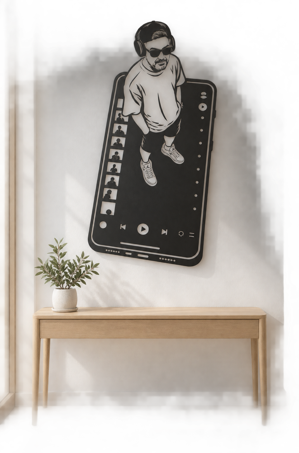 Kontur-Wandschild – Person & Smartphone