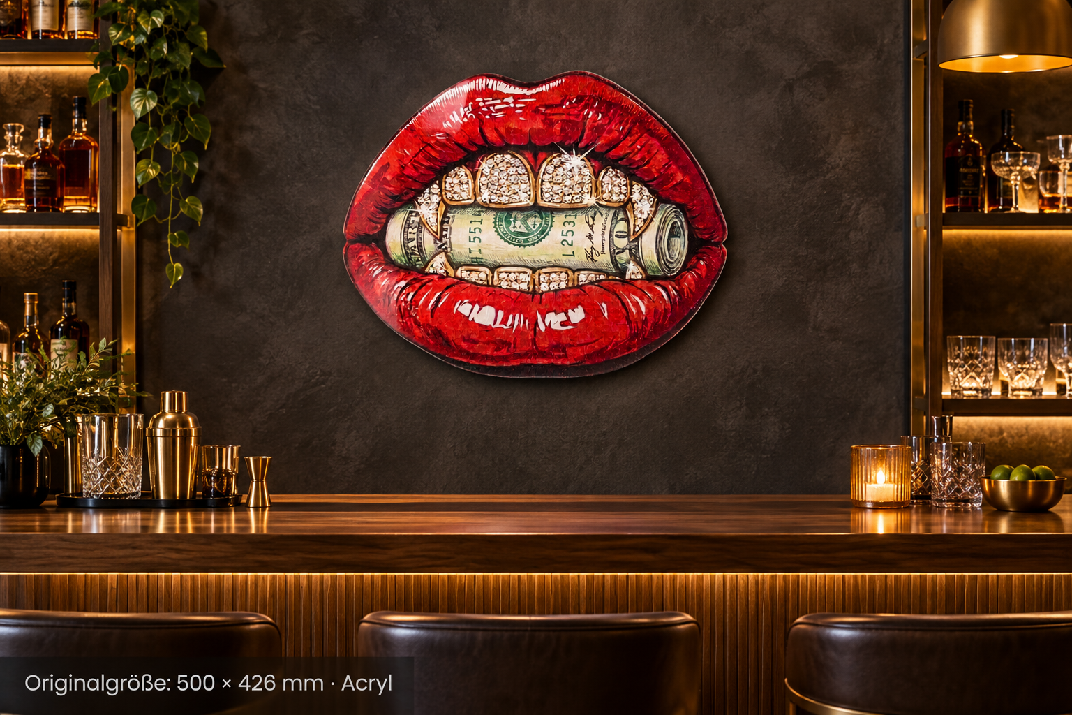 Moneymouth-with-Dimonds · 500 × 426 mm · Acryl · Bar