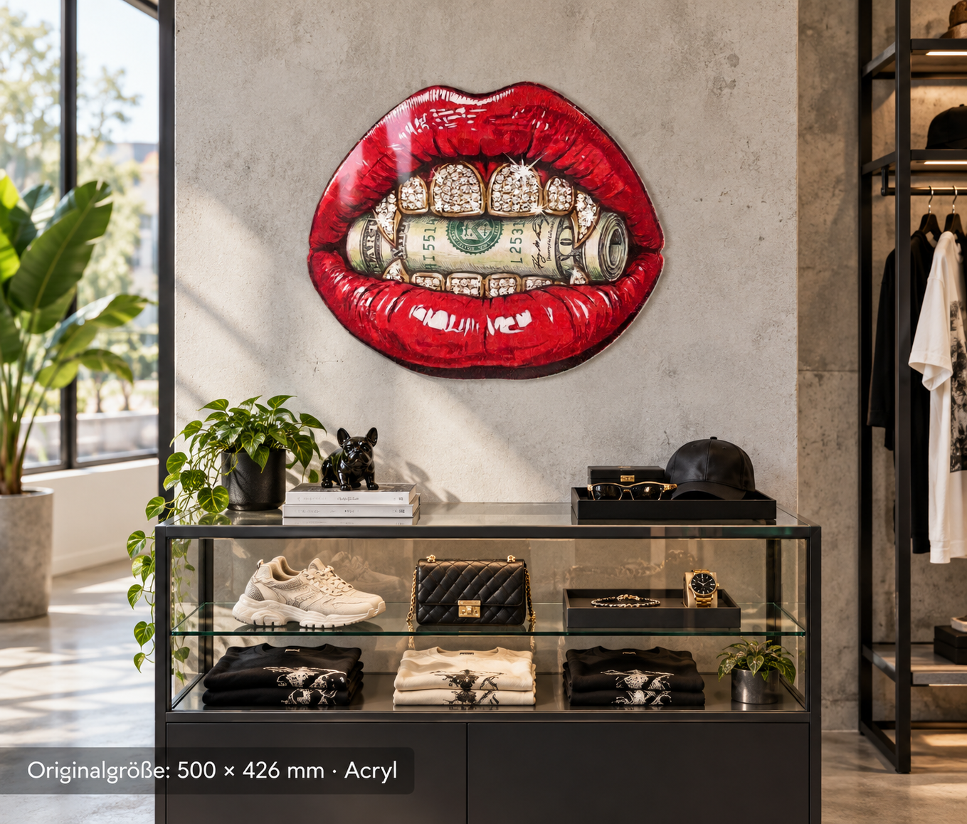 Moneymouth-with-Dimonds · 500 × 426 mm · Acryl · Shop
