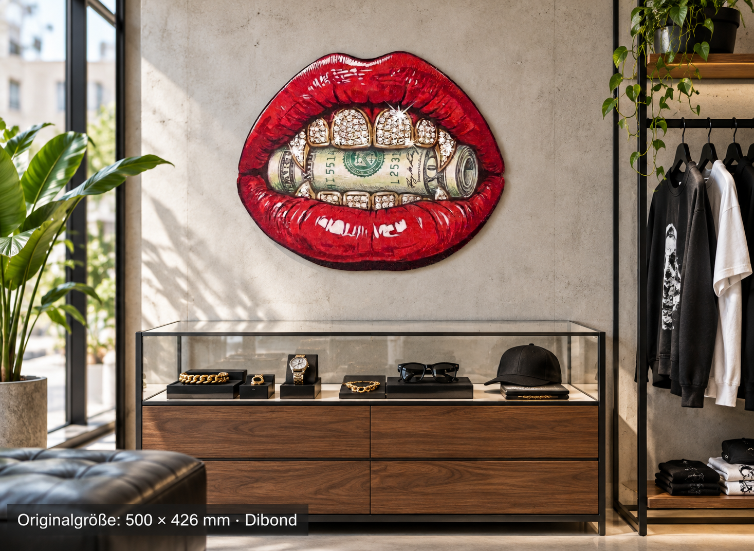 Moneymouth-with-Dimonds · 500 × 426 mm · Dibond · Shop