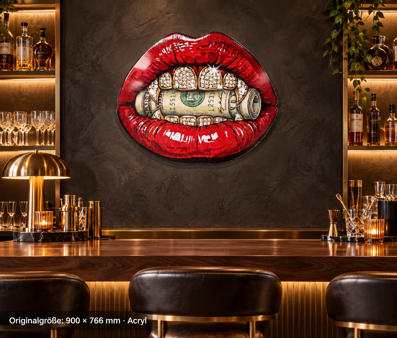 Moneymouth-with-Dimonds · 900 × 766 mm · Acryl · Bar