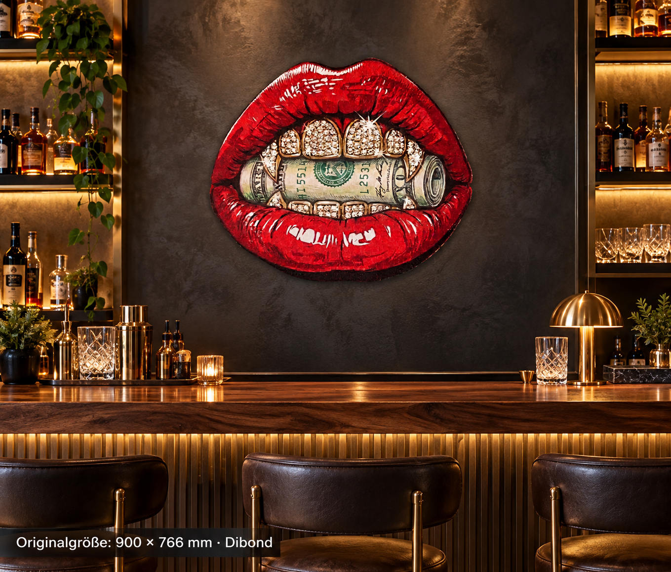 Moneymouth-with-Dimonds · 900 × 766 mm · Dibond · Bar