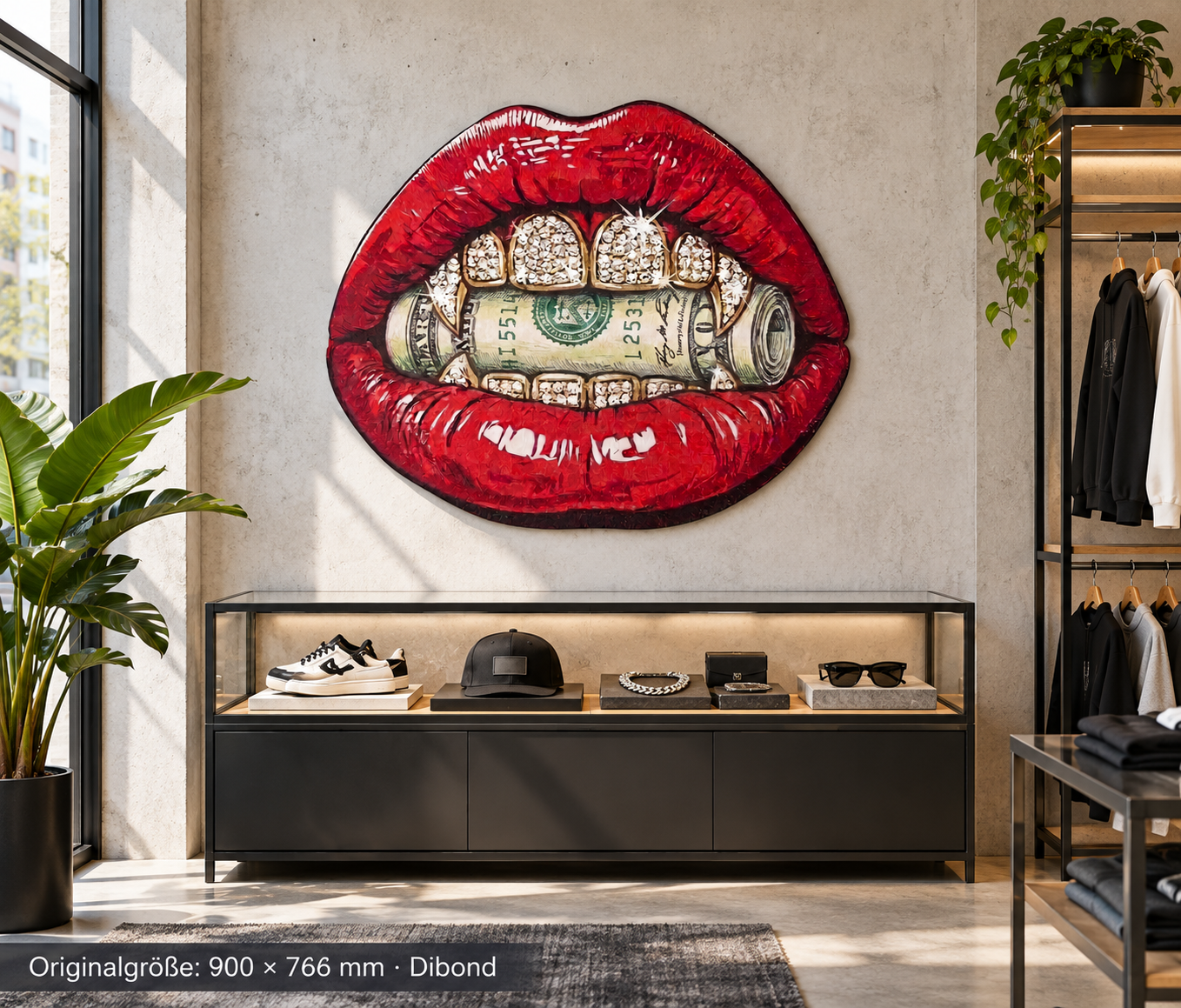 Moneymouth-with-Dimonds · 900 × 766 mm · Dibond · Shop