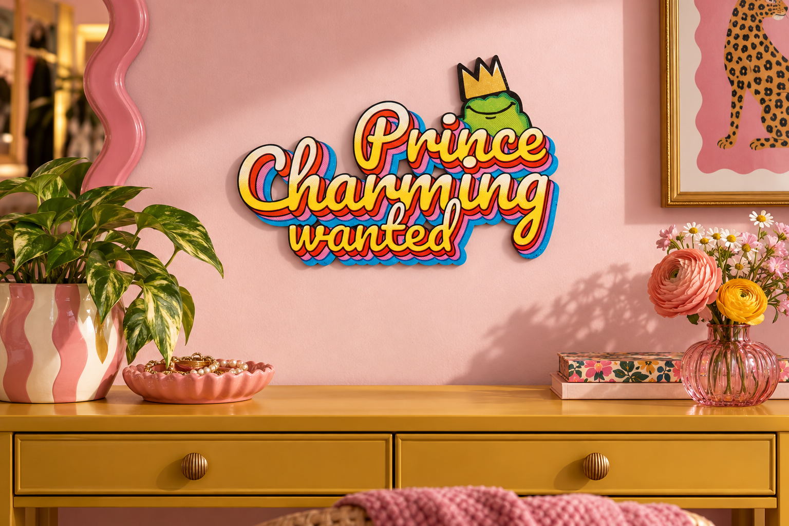 PrinceCharming Konturschild in Boutique: playful blush boutique, mustard console, 300 × 204 mm, dibond