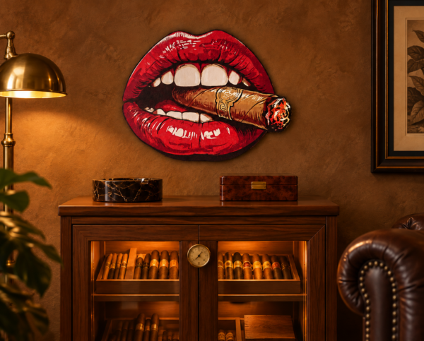 sexyMonteCristo Konturschild, 300 × 242 mm, Dibond, Zigarren-Lounge