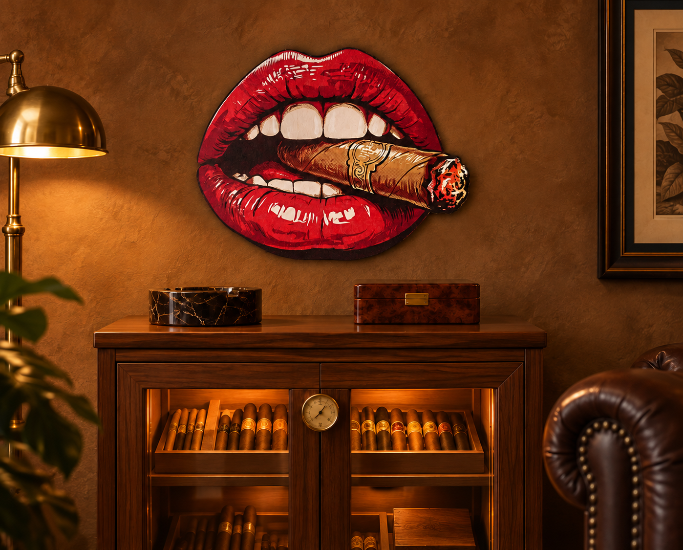 sexyMonteCristo Konturschild, 300 × 242 mm, Dibond, Zigarren-Lounge