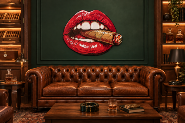 sexyMonteCristo Konturschild, 900 × 725 mm, Dibond, Zigarren-Lounge