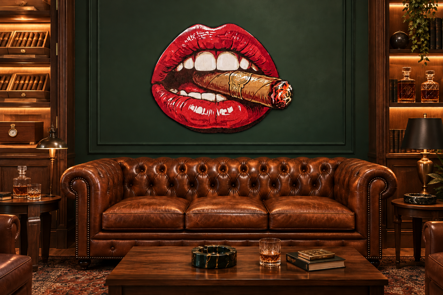 sexyMonteCristo Konturschild, 900 × 725 mm, Dibond, Zigarren-Lounge