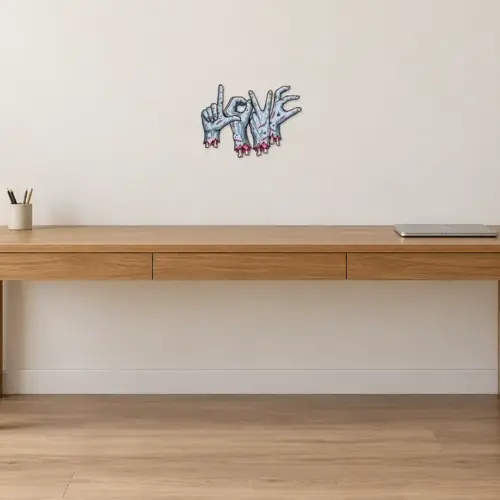 Zombie-Love Konturschild, 300 × 218 mm, Dibond, frontal im Raum