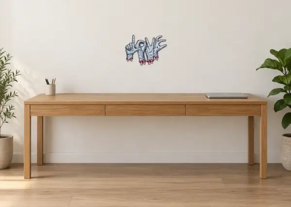 Zombie-Love Konturschild, 300 × 218 mm, Dibond, frontal im Raum