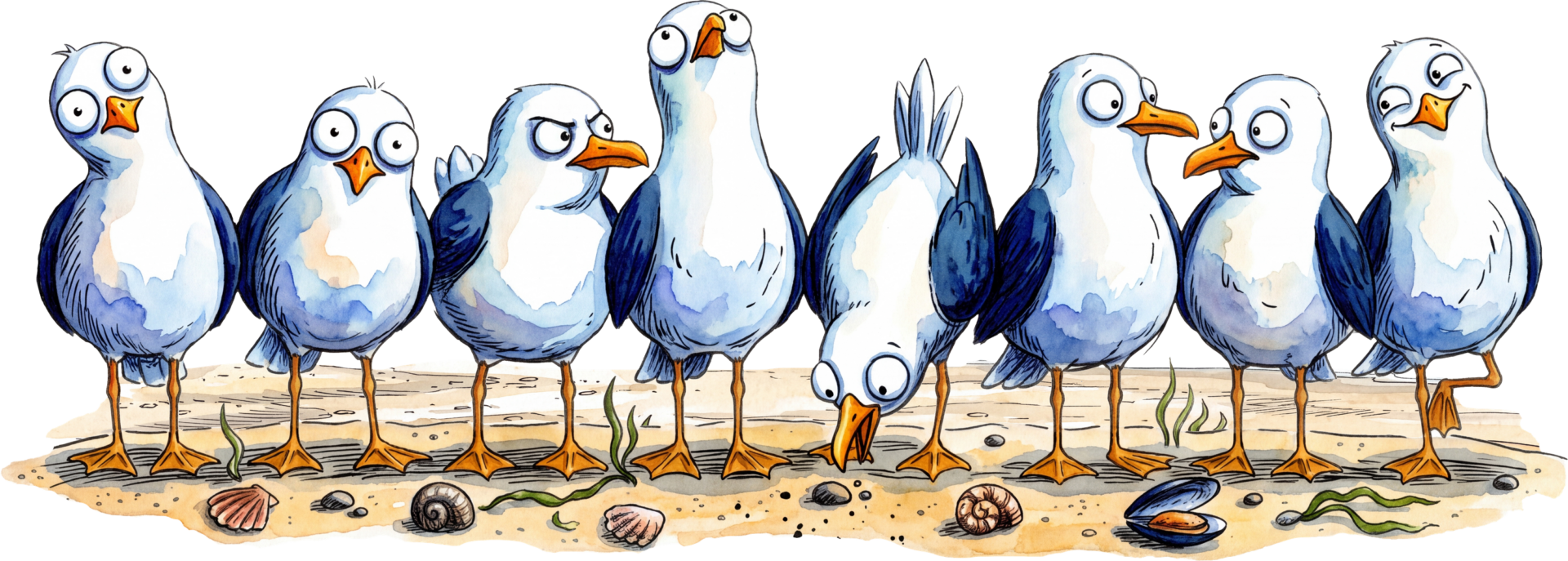 Möwen am Strand
