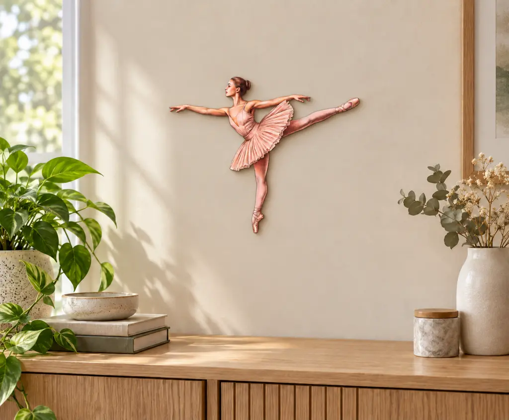 Ballerina posing als Konturschild, 300 × 248 mm, Dibond, Nahaufnahme