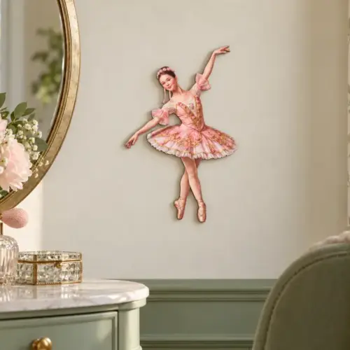 Ballerina posing in tutu · 185 × 300 mm · Dibond · Nahaufnahme Ballerina posing in tutu als Konturschild, 185 × 300 mm, Dibond, Nahaufnahme