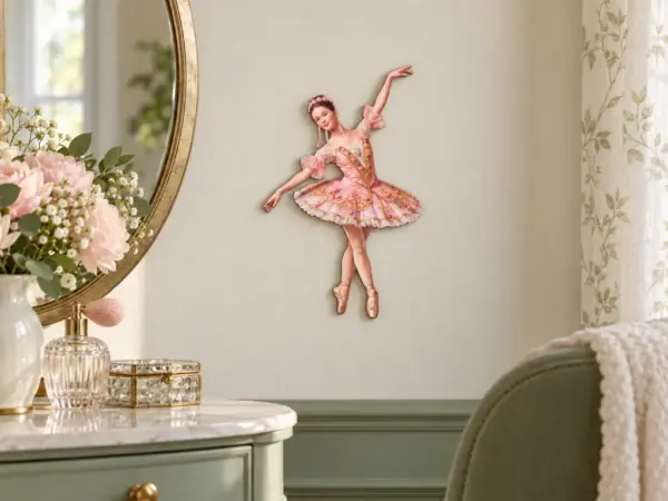 Ballerina posing in tutu als Konturschild, 185 × 300 mm, Dibond, Nahaufnahme