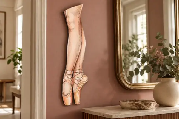Ballerinabeine als Konturschild, 137 × 500 mm, Dibond, Schrägansicht von links