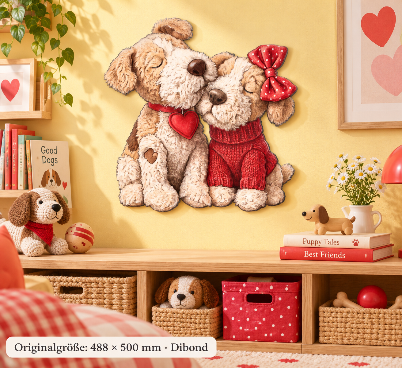 doggy-cuple Konturschild, 488 × 500 mm, Dibond, Kinderzimmer frontal