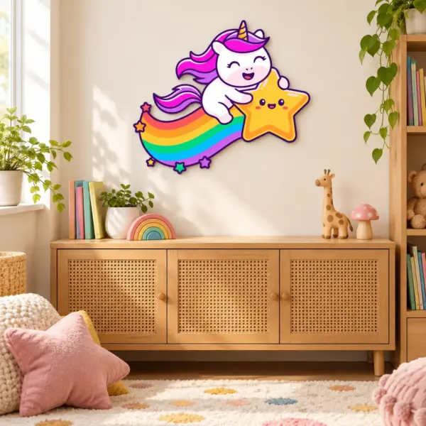 Schooting Star – 300 × 271 mm – Dibond – frontal in einer verspielten Kinderwelt