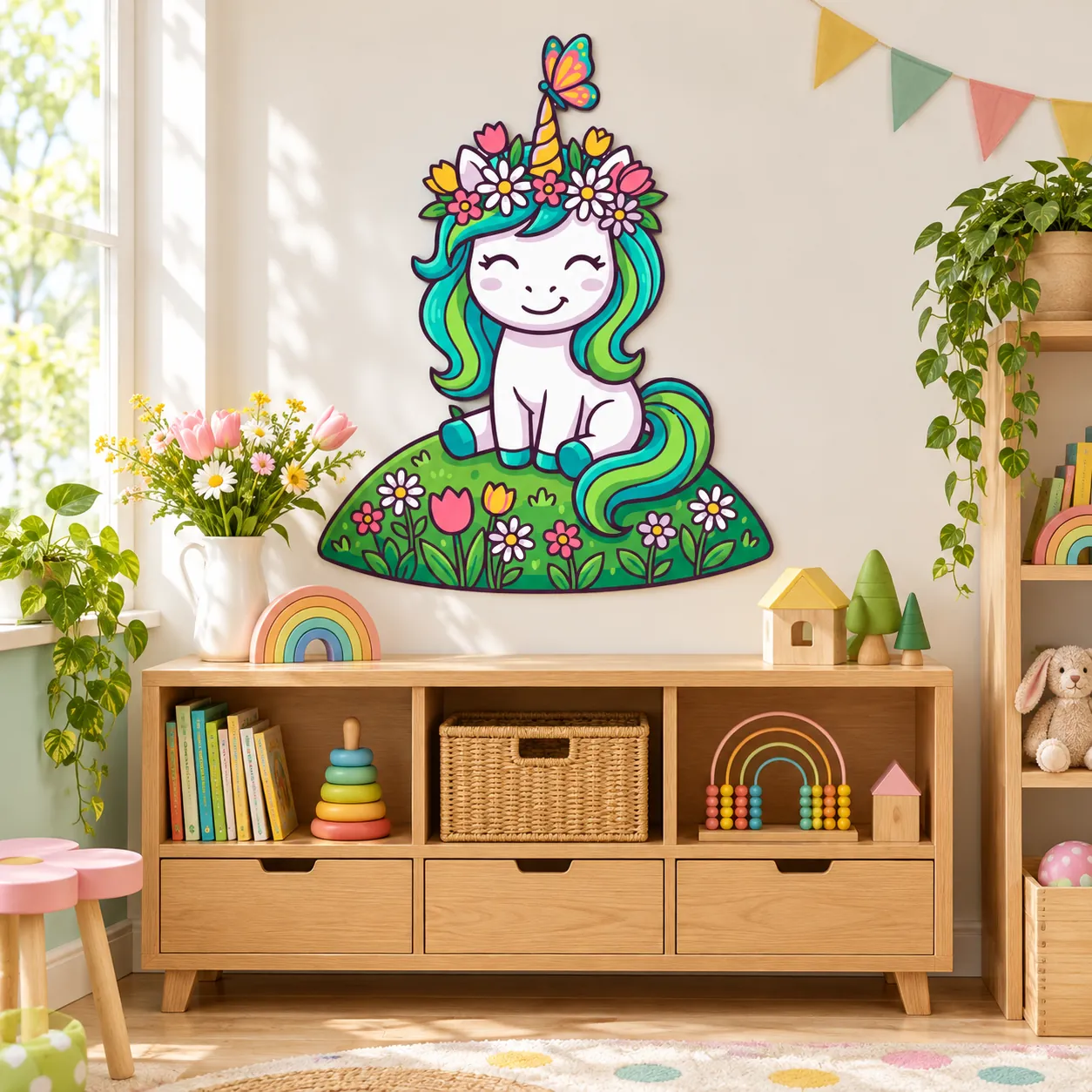 Springtime – 719 × 900 mm – Dibond – frontal in einer verspielten Kinderwelt