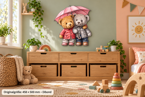 teddylove Konturschild, 458 × 500 mm, Dibond, Kinderzimmer frontal
