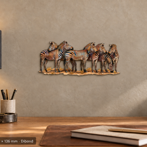 Zebra Konturschild, 300 × 136 mm, Dibond, Nahansicht