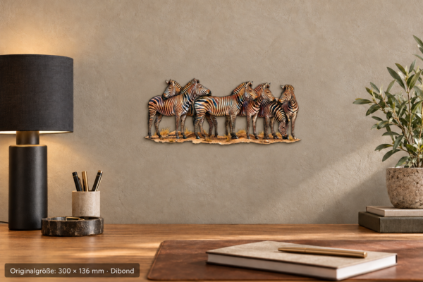 Zebra Konturschild, 300 × 136 mm, Dibond, Nahansicht